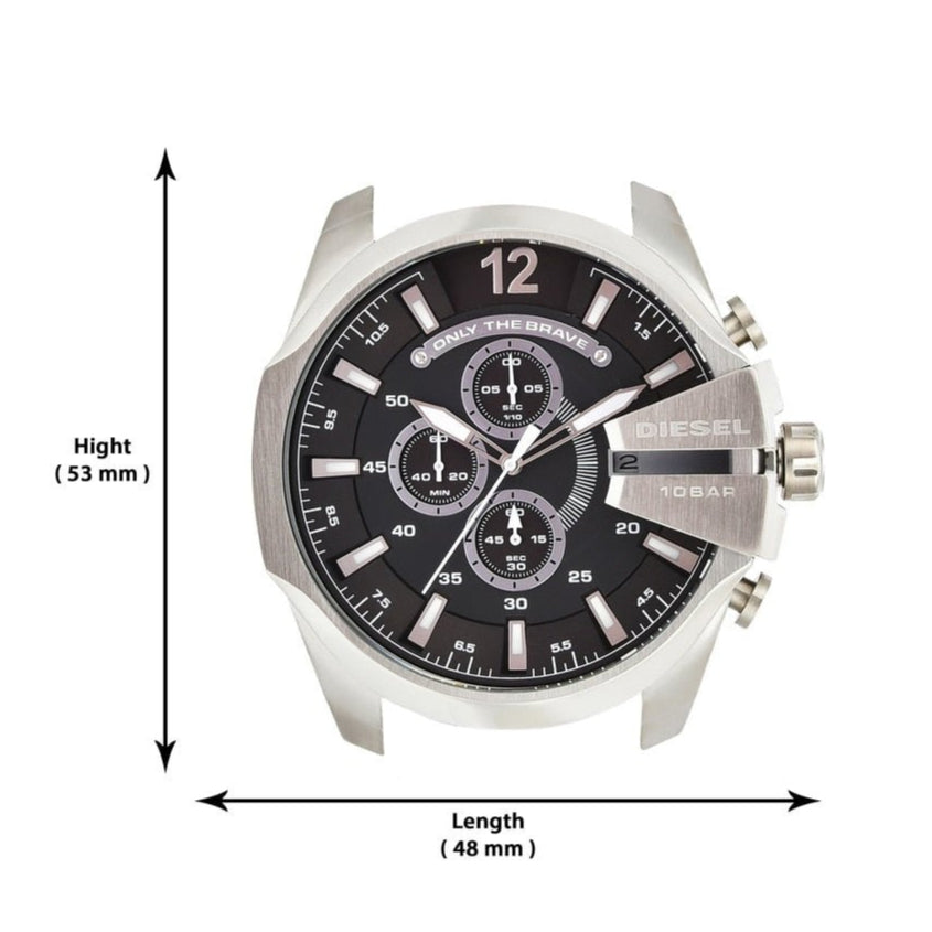 Diesel DZ4290 Mega Chief Chronograph Men's Watch – Black Dial & Brown Leather Strap