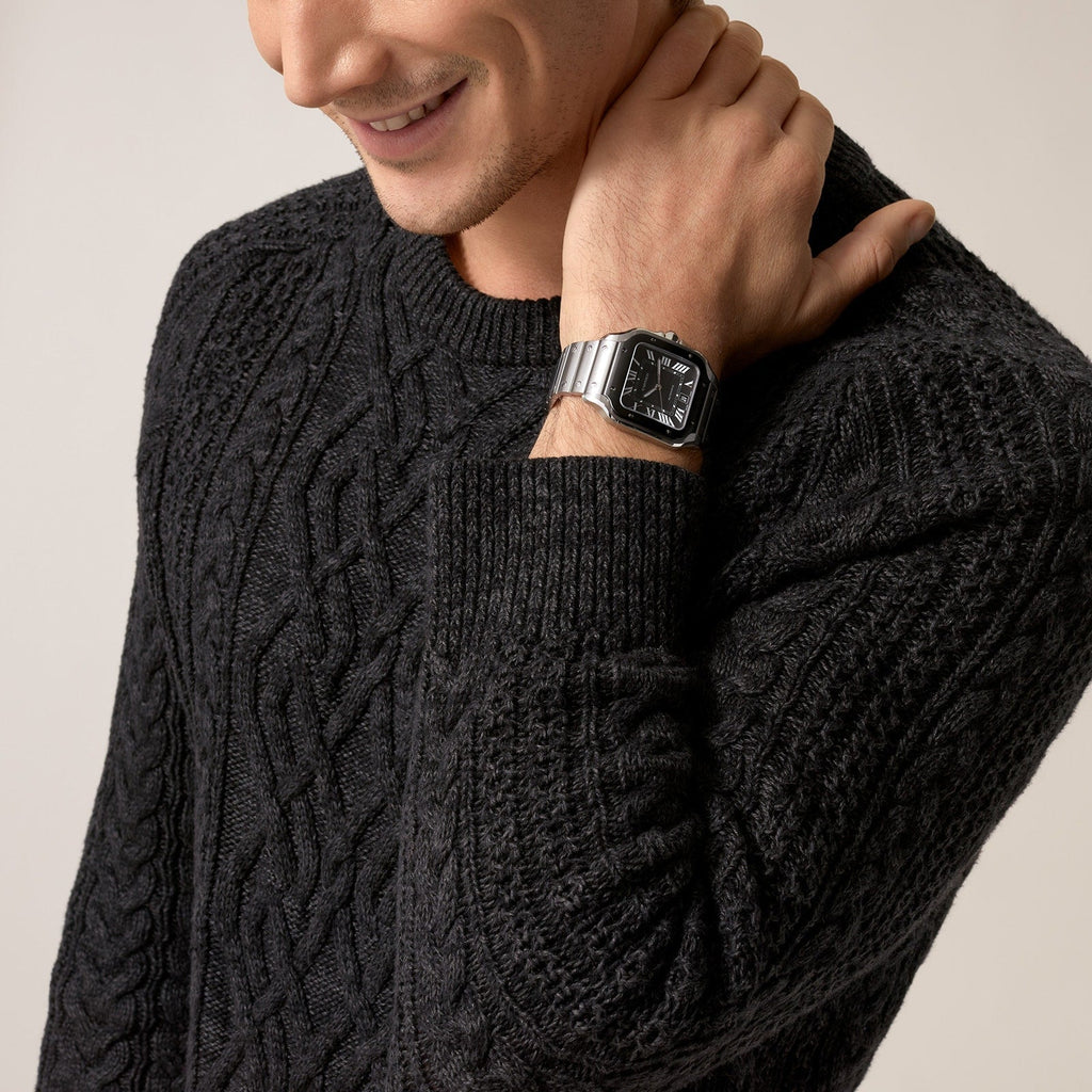Santos de Cartier Large Model | 40mm, Two-Tone Steel & ADLC, Steel, Grey Dial