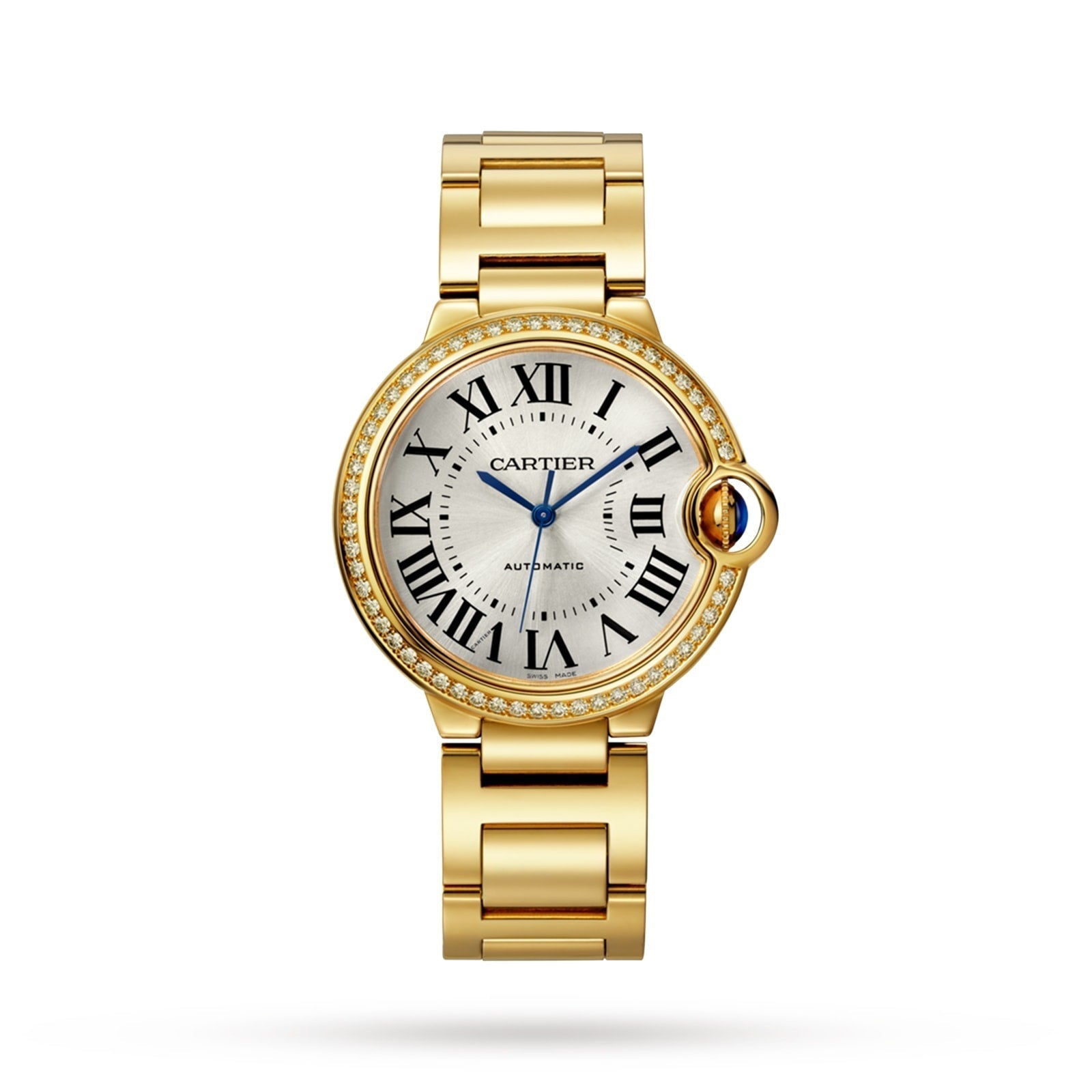 Ballon Bleu de Cartier 33 | 33mm, 18K Yellow Gold, Silver Dial, Yellow Bezel