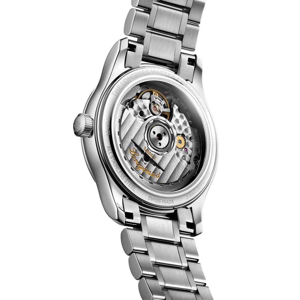 longines Master 34mm - White, Mother-of-Pearl, Diamond-Set on Bracelet
