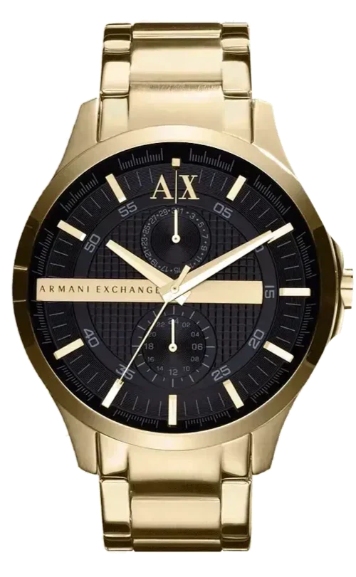Armani Exchange Hampton AX2122 Men's Chronograph Watch – Black Dial with Gold Stainless Steel Strap